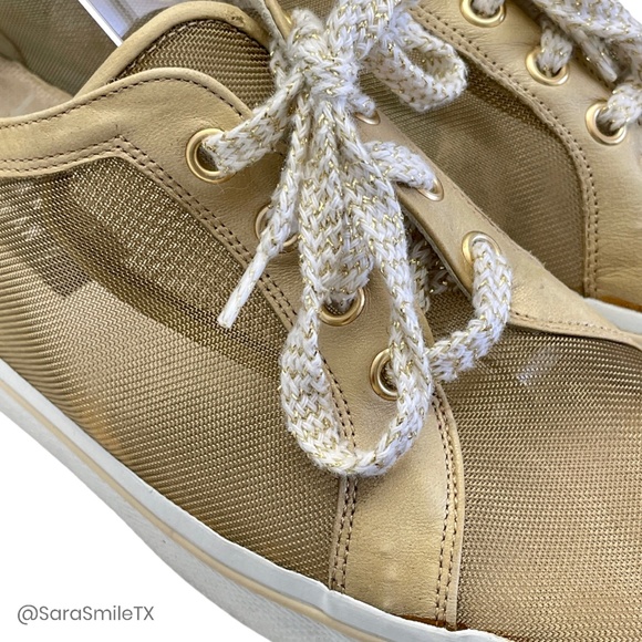 STUART WEITZMAN Metallic Gold Mesh Low Top Fashion Sneakers - Picture 8 of 16